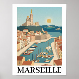 Affiche Marseille France Voyage Minimaliste Vintage