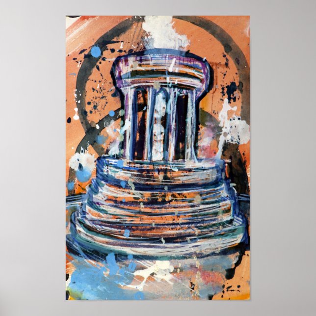 Affiche Marshall Michigan Fountain Abstrait Art (Devant)