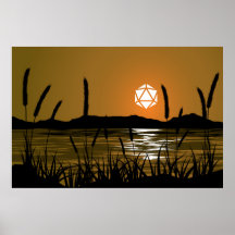 Marshland Sunset Lake D20 Dice Sun RPG Paysage