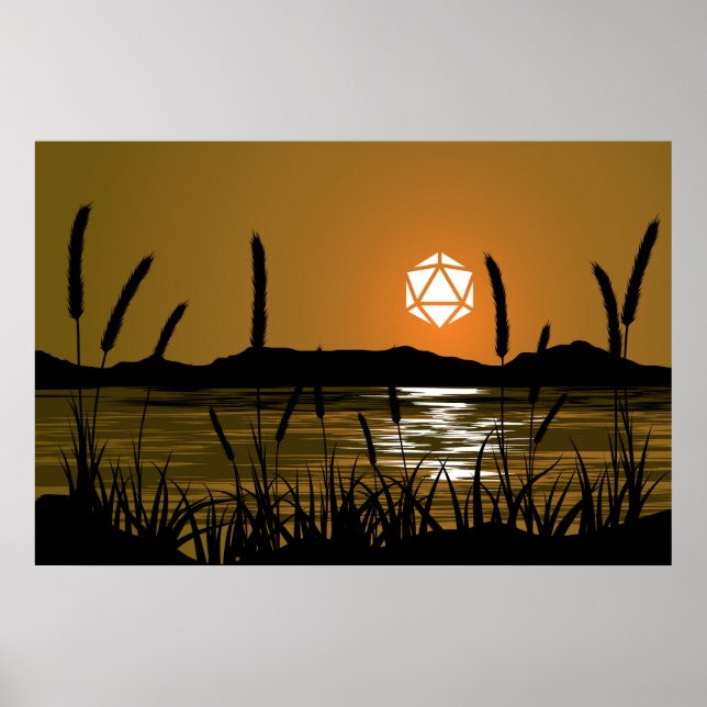 Affiche Marshland Sunset Lake D20 Dice Sun RPG Paysage (Devant)