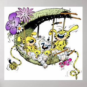 Affiche Marsupilami dans le nid avec la famille