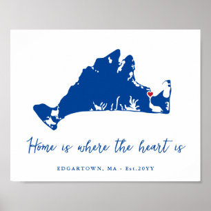 Affiche Martha's Vineyard Edgartown Houseécher cadeau