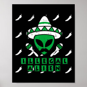 Affiche Martian Alien illégal Zone mexicaine-51 Hallowee a