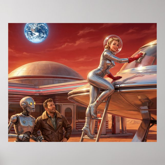 Affiche Martian Pit Stop – 1950s Future (Devant)