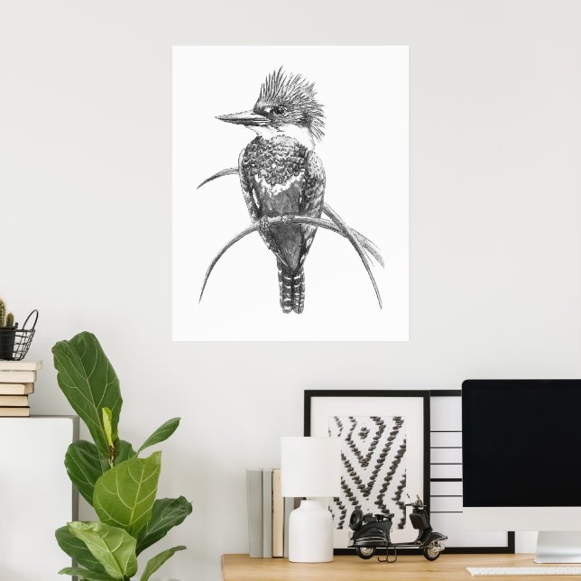 Affiche Martin-pêcheur à aquarelle Art de la nature (Bureau à domicile)