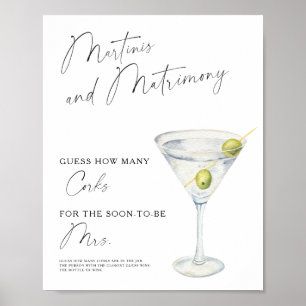 Affiche Martini aquarelle Baby shower Combien de bouchons