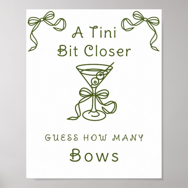Affiche Martini Baby Shower - Combien de rubans (Devant)