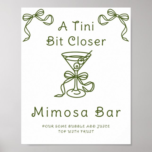 Affiche Martini Bow Bride douche Mimosa bar (Devant)