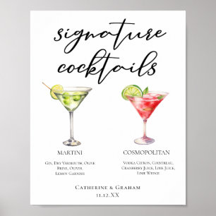 Affiche Martini Cosmopolitan Signature Cocktails Menu