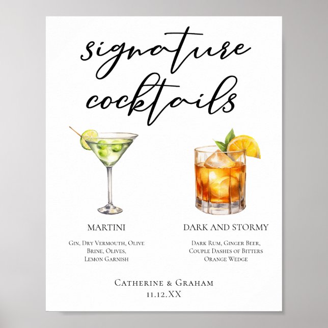 Affiche Martini Dark & Stormy Signature Cocktails Menu (Devant)