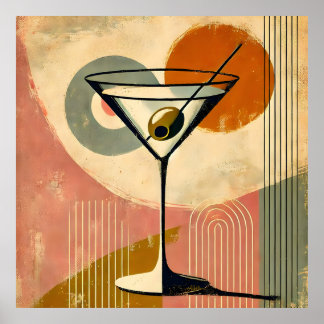 Affiche Martini d'art moderne du milieu du siècle