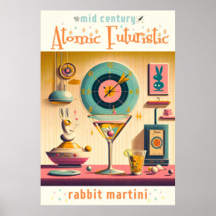 Affiche Martini lapin atomique Futuriste du milieu du sièc