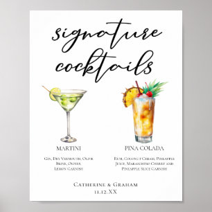 Affiche Martini Piña Colada Signature Cocktails Menu