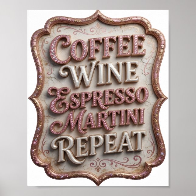 AFFICHE MARTINI RÉPÉTER CAFÉ VIN ARGENTÉ ESPRESSO (Devant)