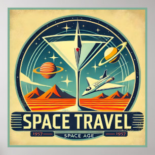 Affiche Martini Space Travel 1957 New Worlds Logo
