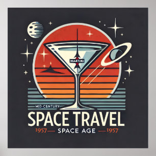 Affiche Martini Space Travel 1957 Space Age Logo