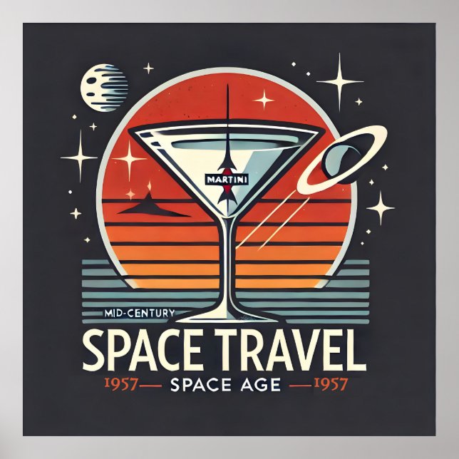 Affiche Martini Space Travel 1957 Space Age Logo (Devant)