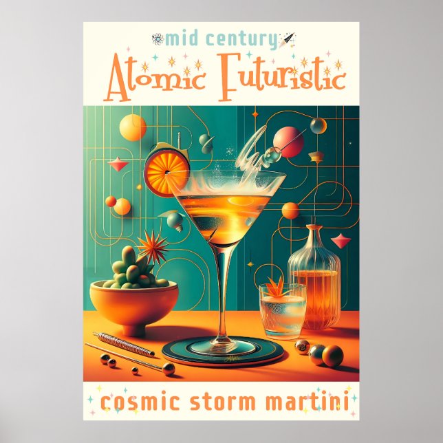 Affiche Martini tempête cosmique futuriste atomique (Devant)