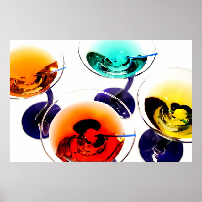 Affiche martinis colorés (Devant)