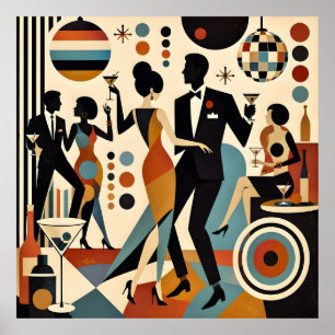 Affiche Martinis jazzy abstraits et fête de cocktails dans