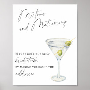 Affiche Martinis & Matrimony Aide la mariée occupée à s'or