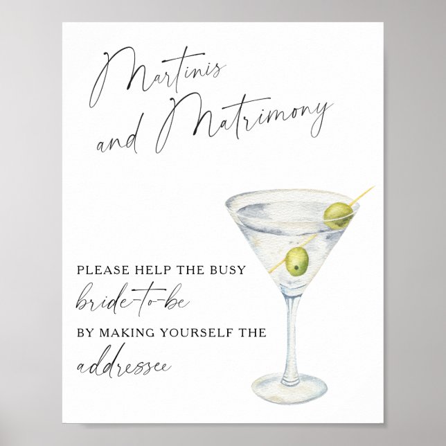 Affiche Martinis & Matrimony Aide la mariée occupée à s'or (Devant)