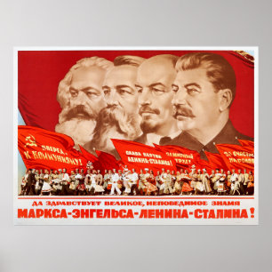 Affiche Marx, Engels, Lénine et Staline, 1953 Propagande