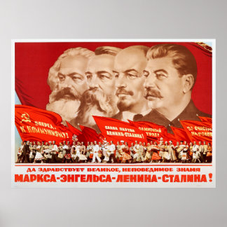 Affiche Marx, Engels, Lénine et Staline, 1953 Propagande