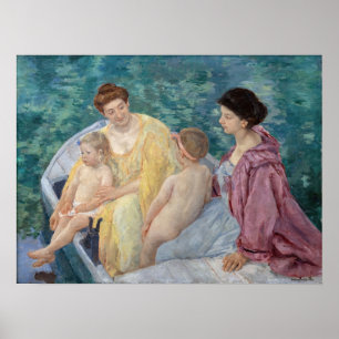 Affiche Mary Cassatt - Deux mères et enfants dans un batea
