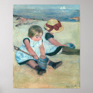 Affiche Mary Cassatt - Enfants jouant sur la plage