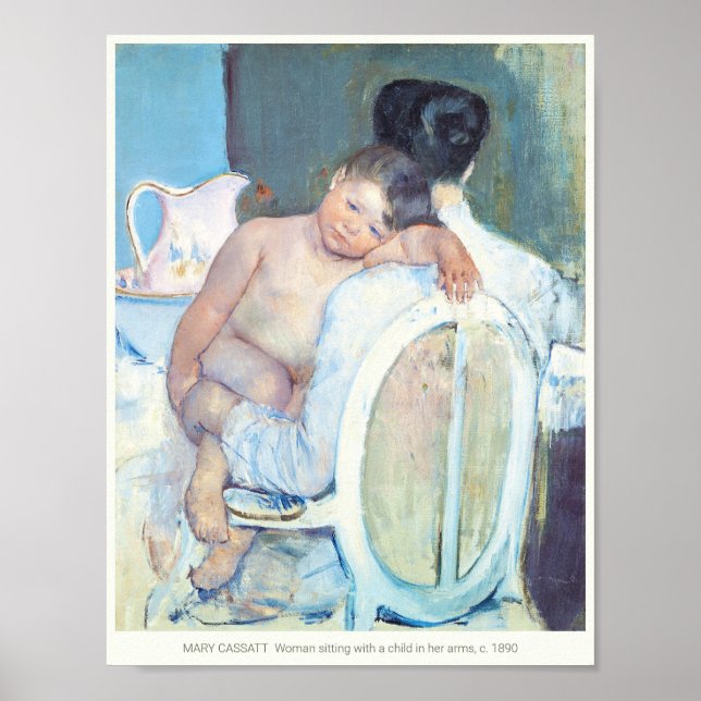 Affiche Mary Cassatt Femme assise avec bras enfants c1890 (Devant)
