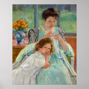 Affiche Mary Cassatt - Jeune Mère Cousant