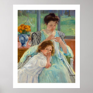 Affiche Mary Cassatt - Jeune Mère Cousant