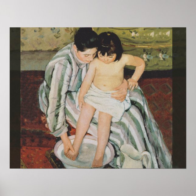 Affiche Mary Cassatt Peinture sur le bain de l'enfant (Devant)