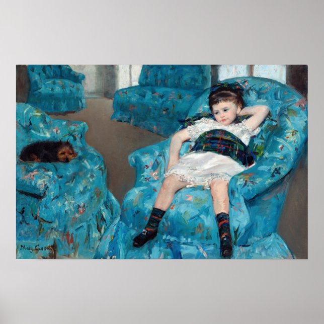 Affiche Mary Cassatt - Petite fille dans un fauteuil bleu (Devant)