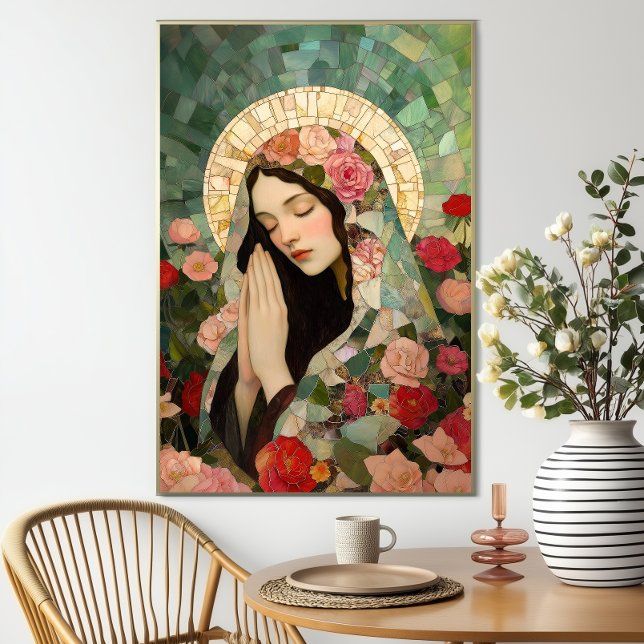 Affiche Mary Magdalene Floral Roses Mosaic Art (Créateur téléchargé)
