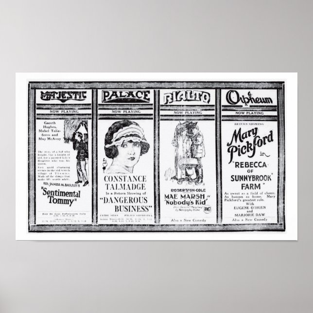 Affiche Mary Pickford Mae Marsh Constance Talmadge 1921 et (Devant)