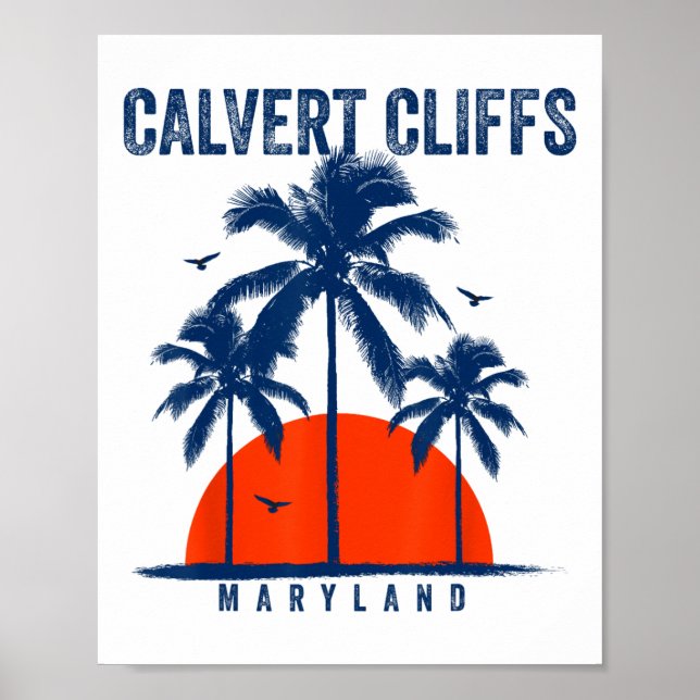 Affiche Maryland Calvert Cliffs Océan Surf Surfboard (Devant)