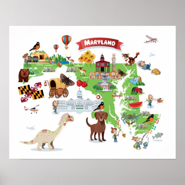 Affiche Maryland Cartoon Map (Devant)