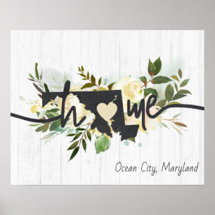 Affiche Maryland État Personnalisé Votre Ville Maison Rust