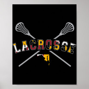 Affiche Maryland Flag Lacrosse Boys  Mens College LAX Stic