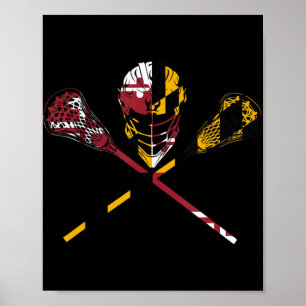Affiche Maryland Flag Lacrosse Boys Men's Women's College 