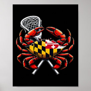 Affiche Maryland Lacrosse Crabe Sports Amateurs