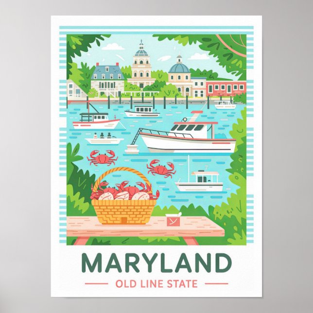 Affiche Maryland Old Line State USA Summer Travel (Devant)