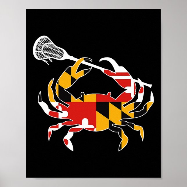Affiche Maryland State Drapeau Crabe Crosse Complète Bâton (Devant)