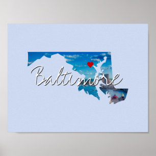 Affiche Maryland State Photo insert and town name