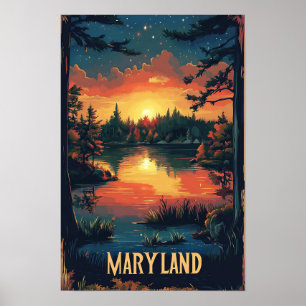 Affiche Maryland USA Art Vintage Illustration Voyage