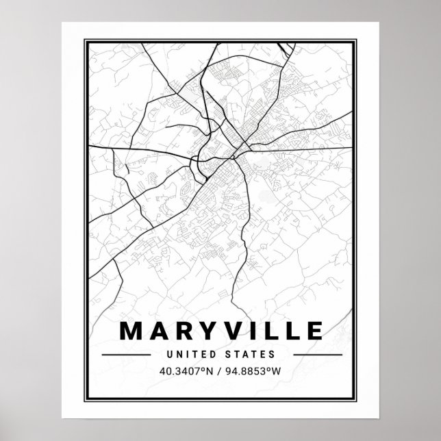 Affiche Maryville Tennessee USA Travel City Plan (Devant)