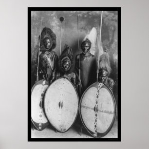 Affiche Masai Warriors Kenya, Afrique 1920