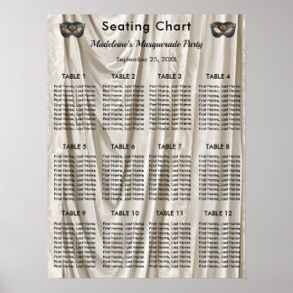 Affiche Mascarade au Charbon de Bois Blanc Damassé 12 Tabl
